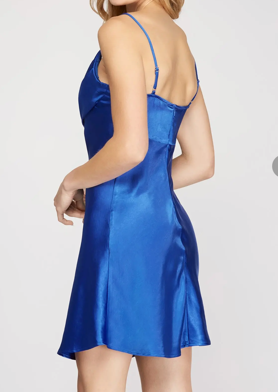 COWL NECK SATIN CAMI DRESS