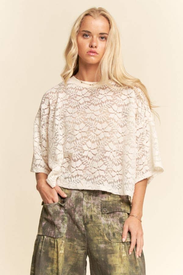 DT42536B-BOXY FLORAL LACE KNIT TOP