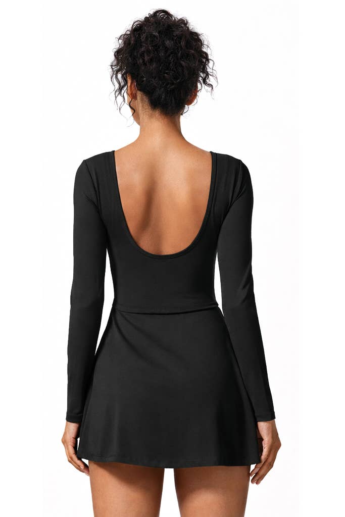 Premium activewear long sleeve dress skorts with bow tie