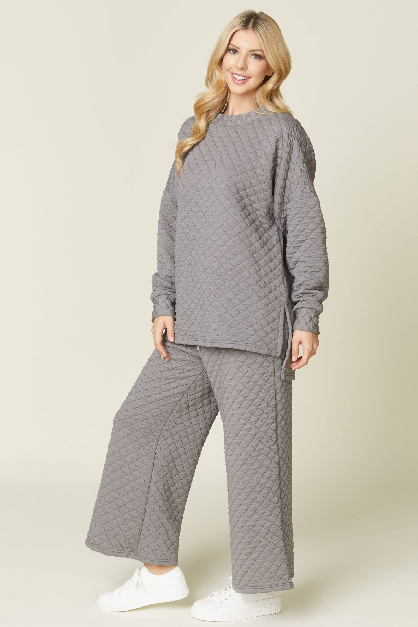 Solid Warm Quilted Matching Set