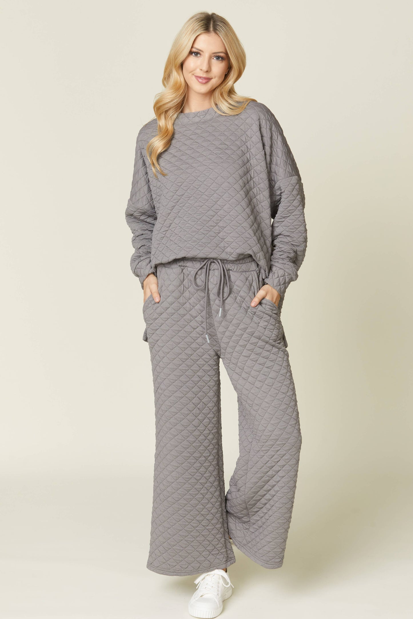 Solid Warm Quilted Matching Set