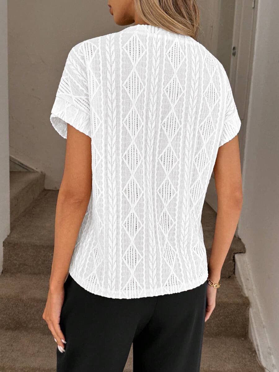 Women’s Textured Jacquard Short Sleeve Casual Tee