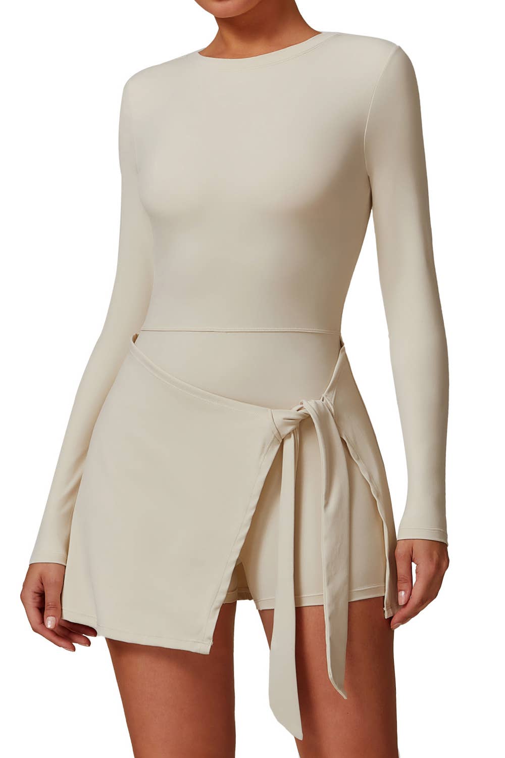 Premium activewear long sleeve dress skorts with bow tie