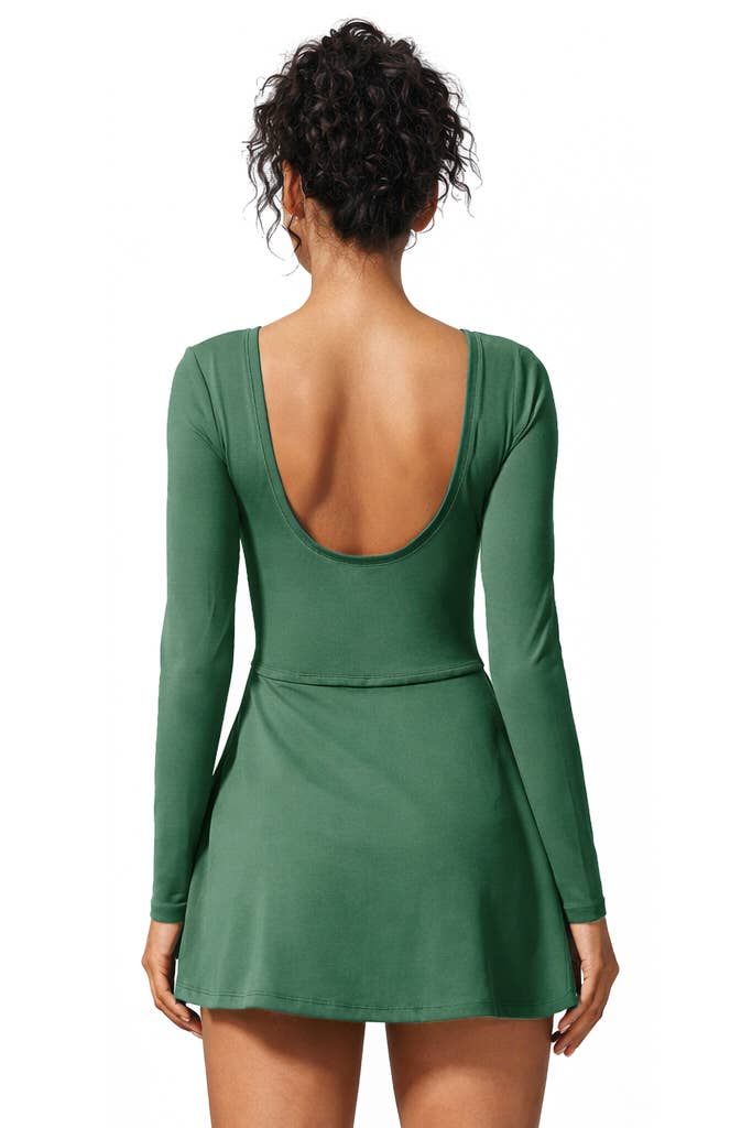 Premium activewear long sleeve dress skorts with bow tie