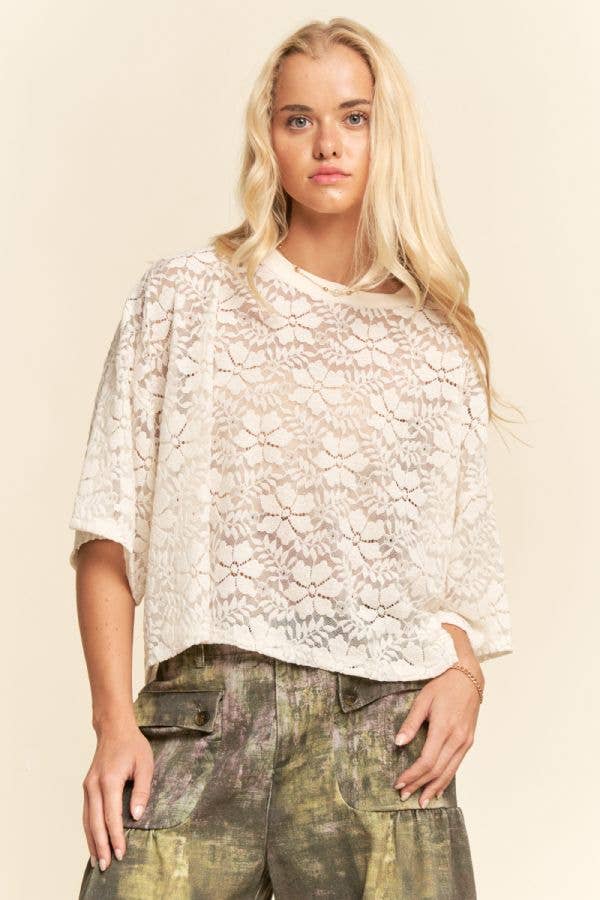 DT42536B-BOXY FLORAL LACE KNIT TOP