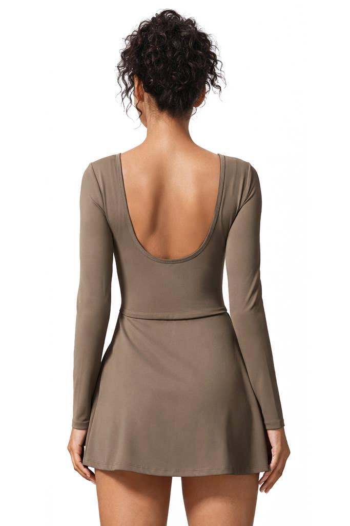 Premium activewear long sleeve dress skorts with bow tie