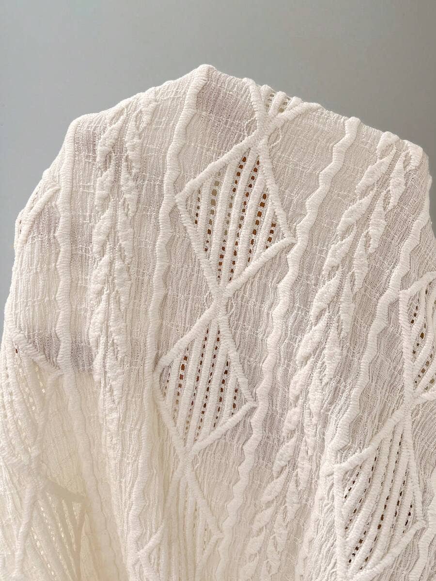 Women’s Textured Jacquard Short Sleeve Casual Tee
