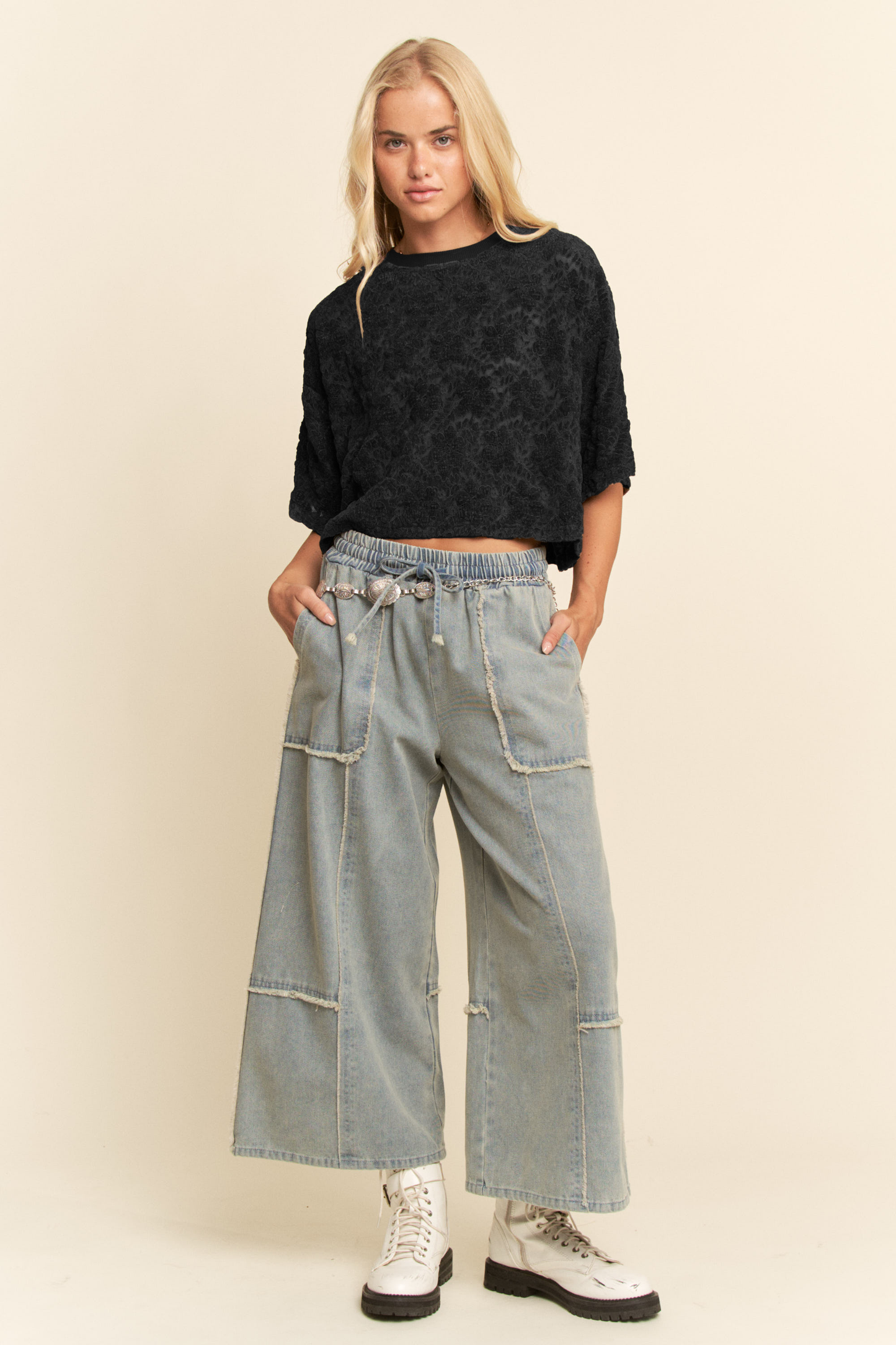 DT42536B-BOXY FLORAL LACE KNIT TOP
