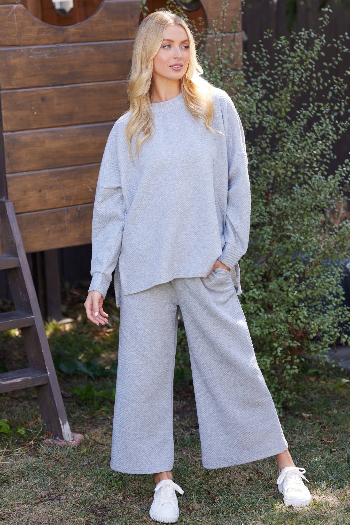 Solid Textured Matching Set