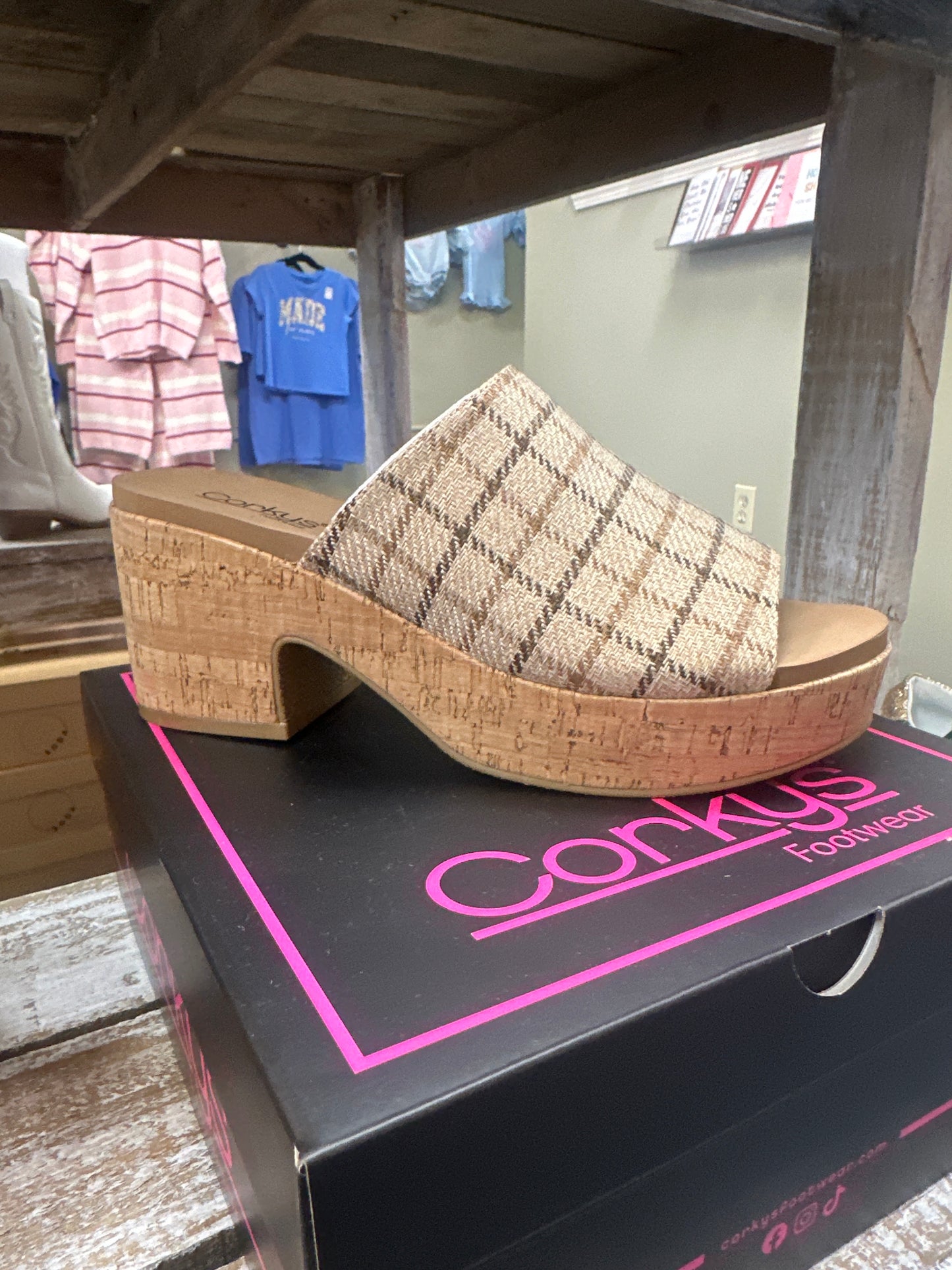 Corkeys Plaid Wedge