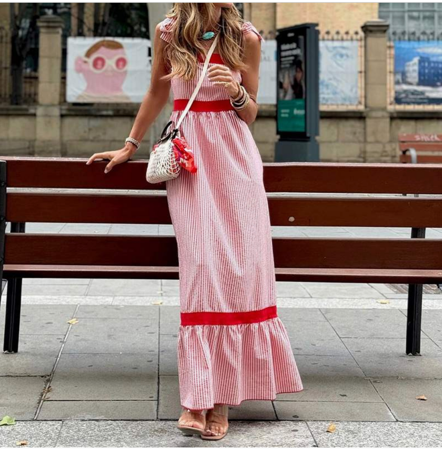 Red Striped Maxi Dress
