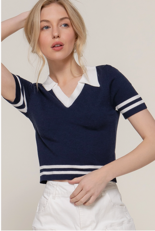 Cropped Collar Tee