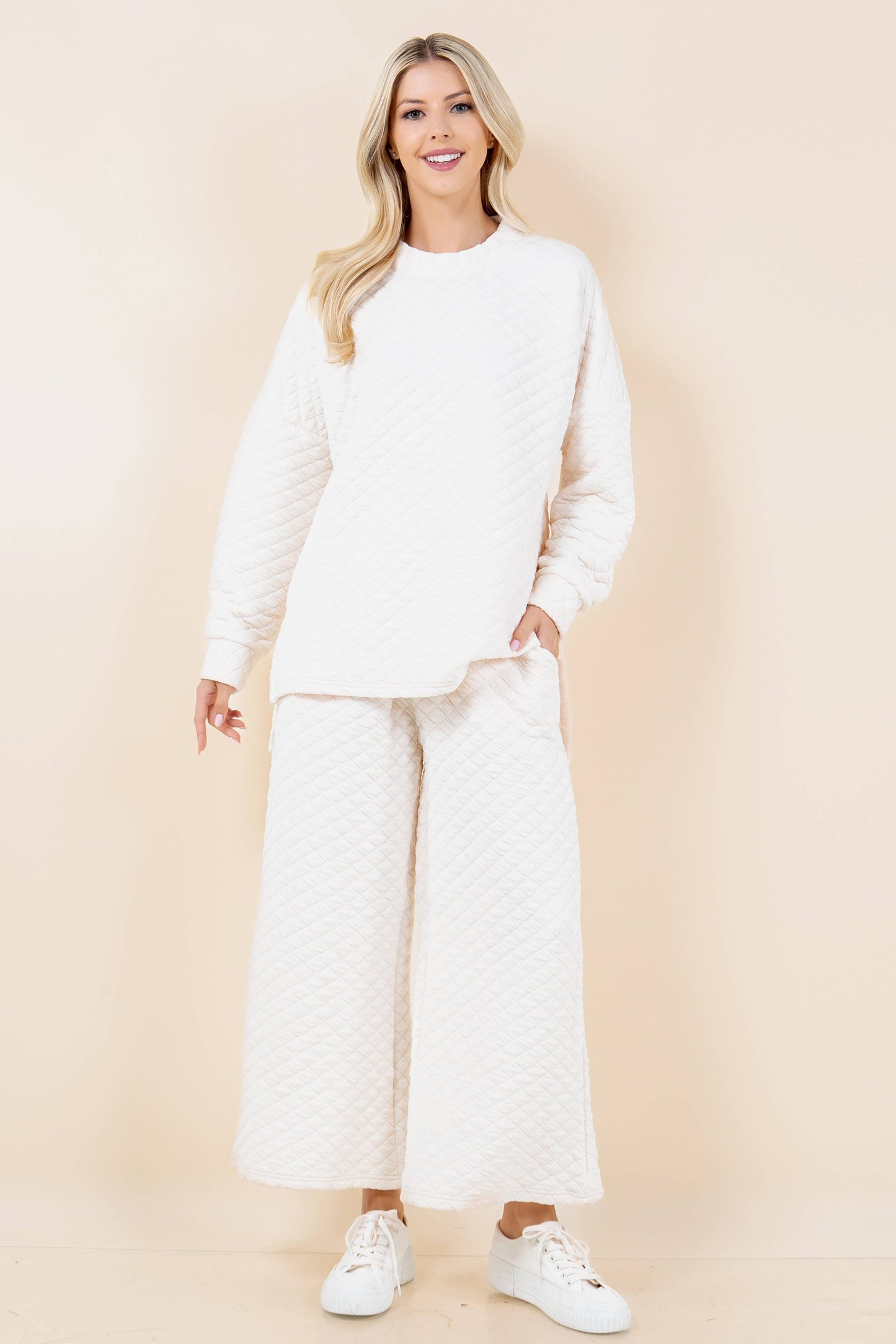 Solid Warm Quilted Matching Set