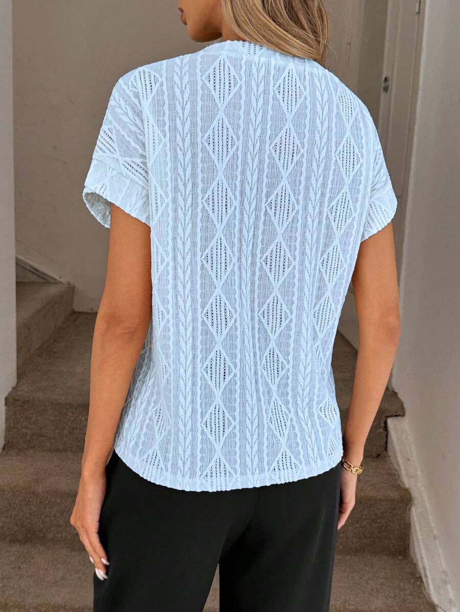 Women’s Textured Jacquard Short Sleeve Casual Tee