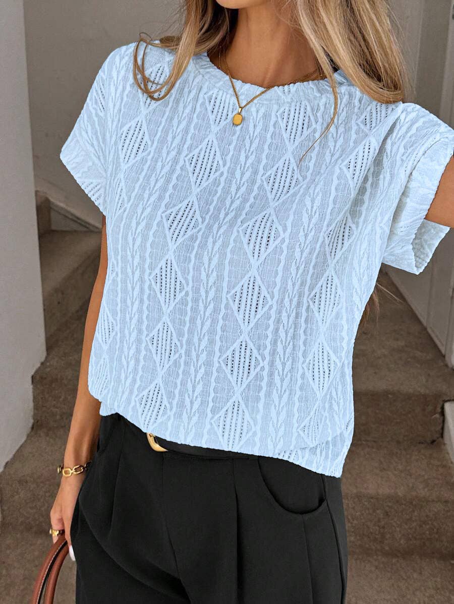 Women’s Textured Jacquard Short Sleeve Casual Tee