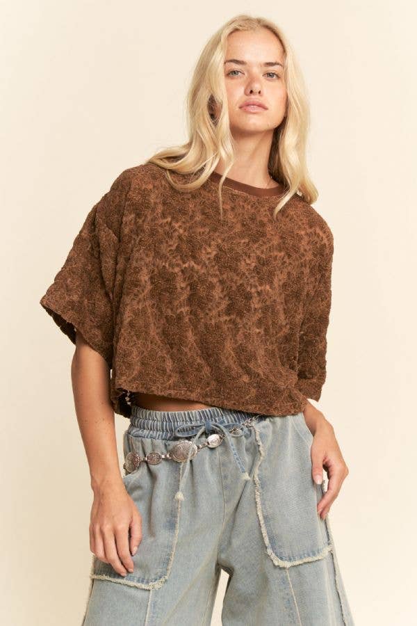 DT42536B-BOXY FLORAL LACE KNIT TOP
