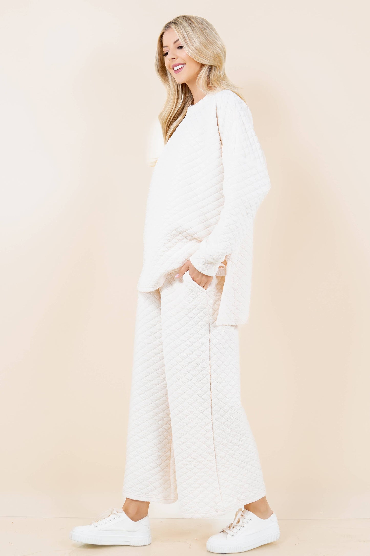 Solid Warm Quilted Matching Set