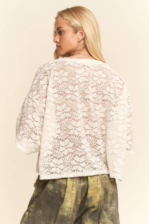 DT42536B-BOXY FLORAL LACE KNIT TOP