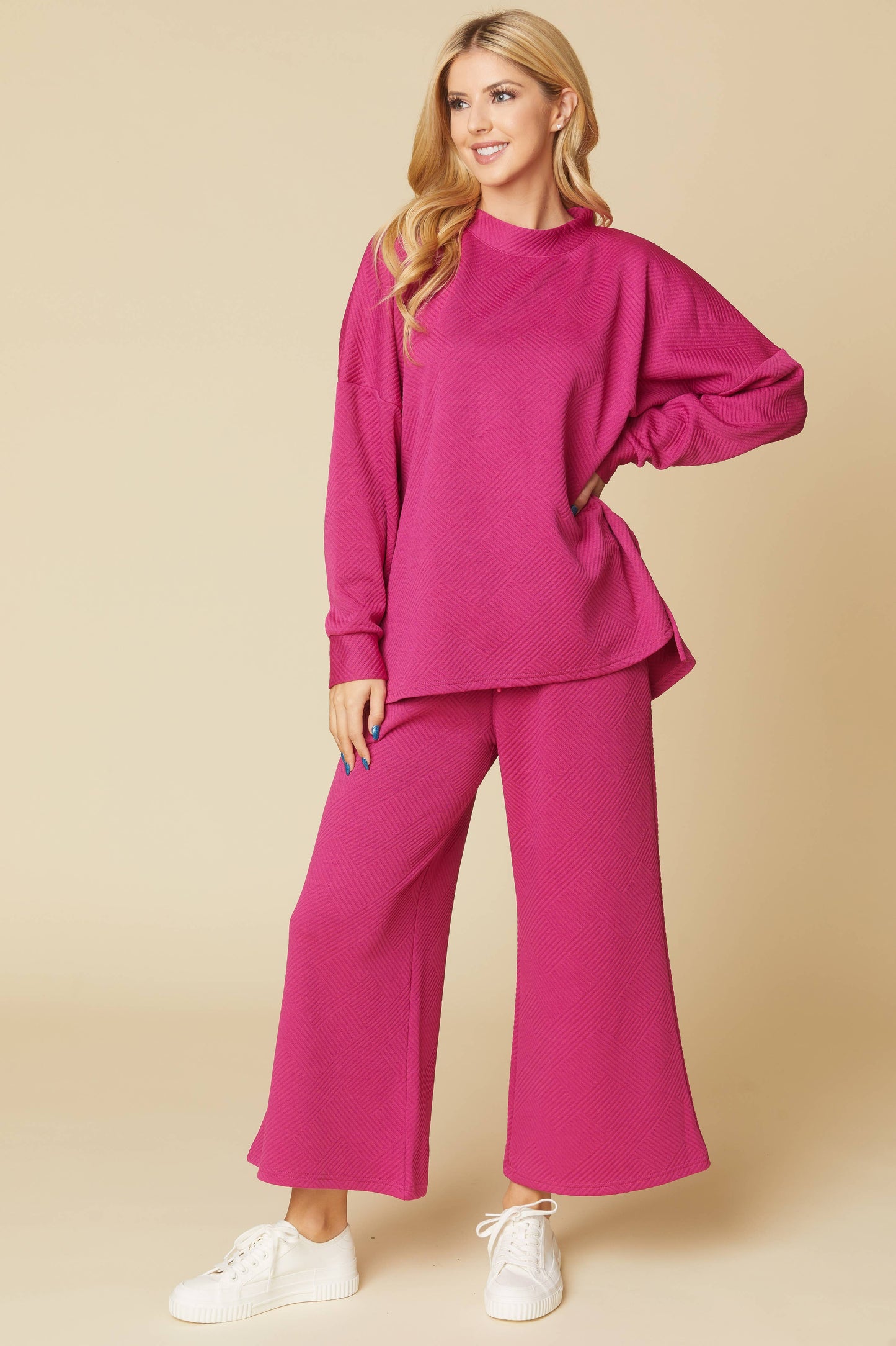 Solid Textured Matching Set